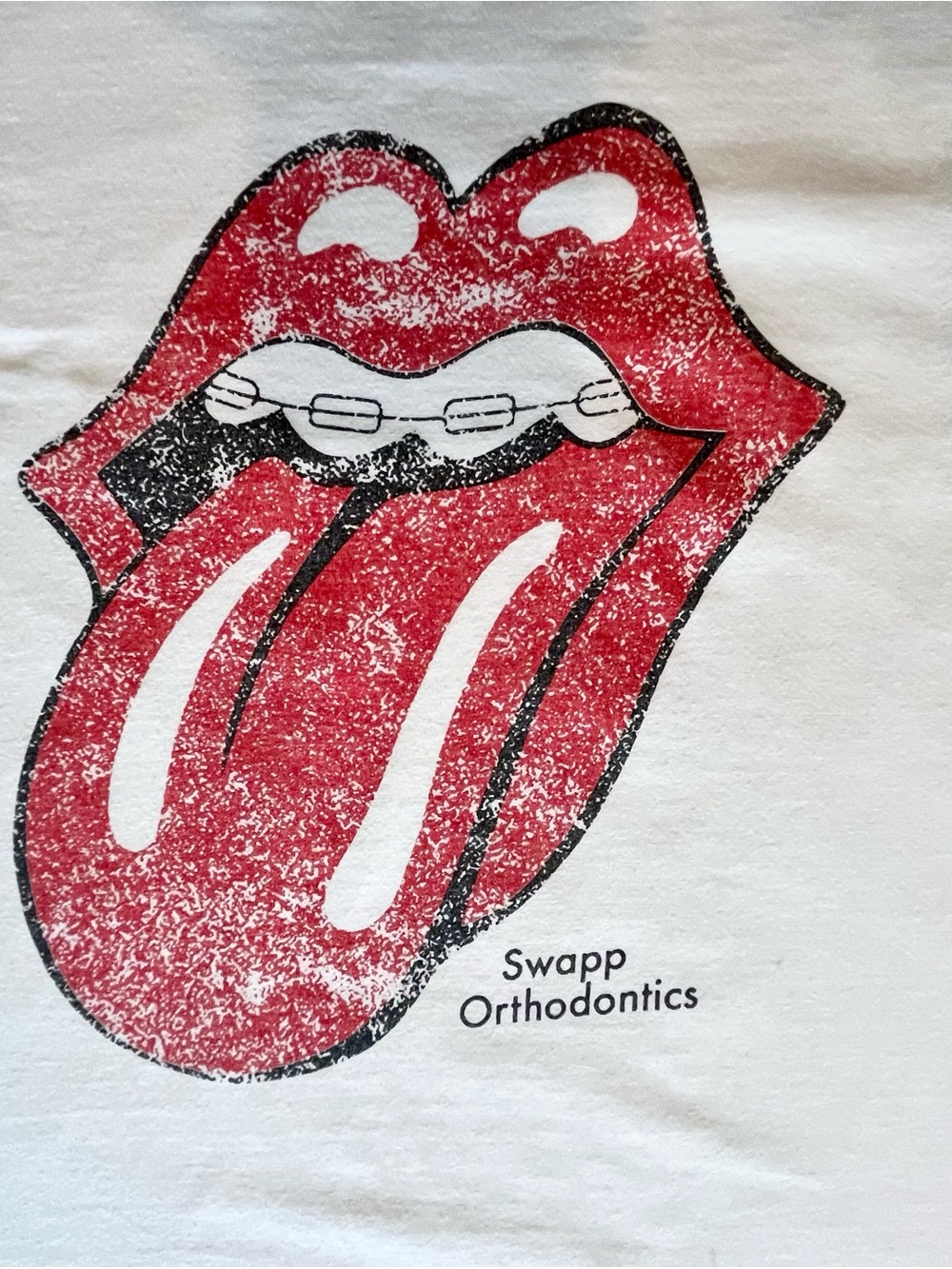 Rolling Stones Inspired Braces T-Shirt-Swapp Orthodontics Promo Tee-Size Medium - Picture 2 of 8
